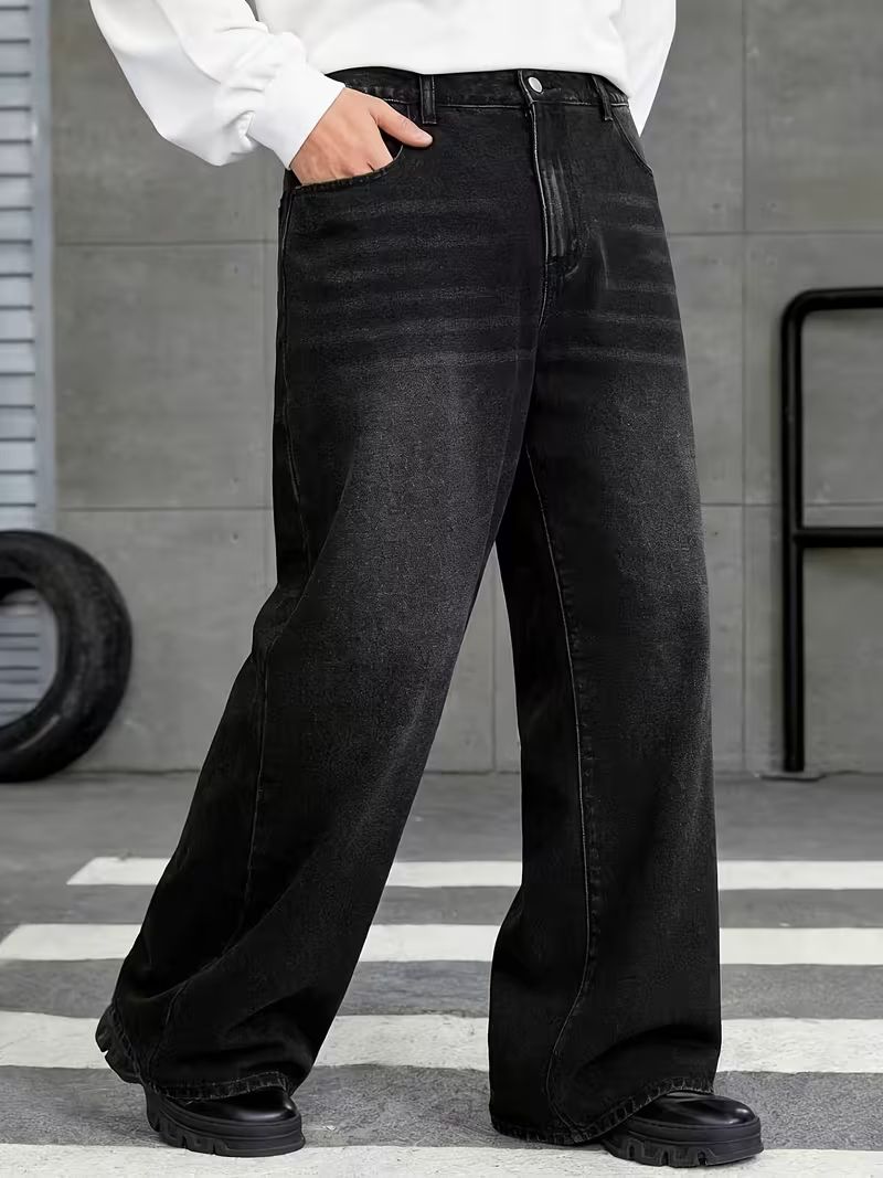 sky collection Men Black Wide Leg Mid Rise Jeans - Image 5