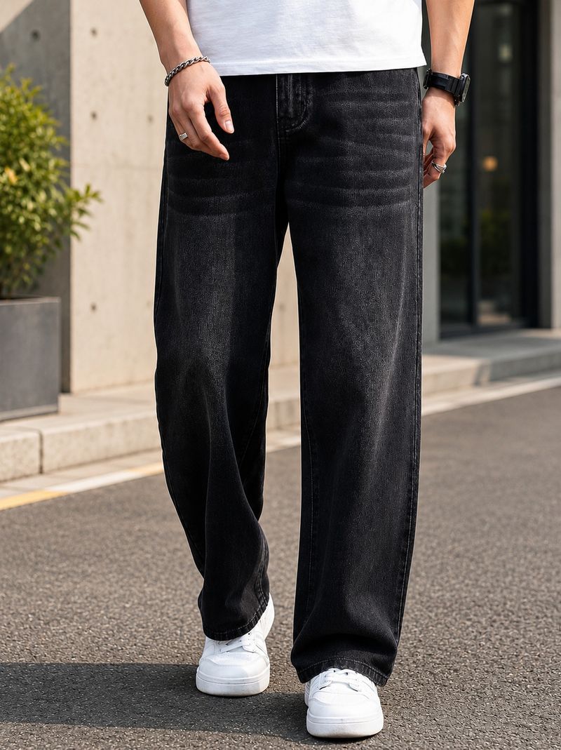 BREGRUUS Men Straight Fit Mid Rise Black Jeans - Image 2