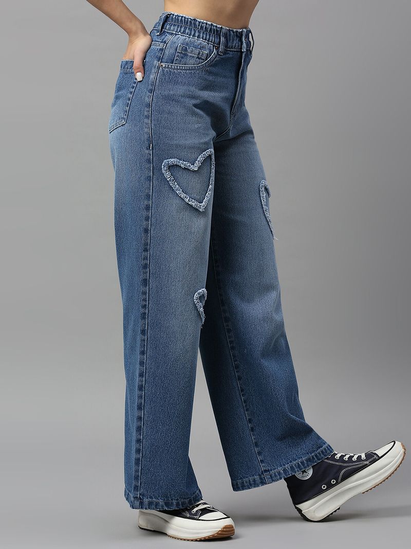 TARAMA Women Flared High Rise Blue Jeans - Image 5