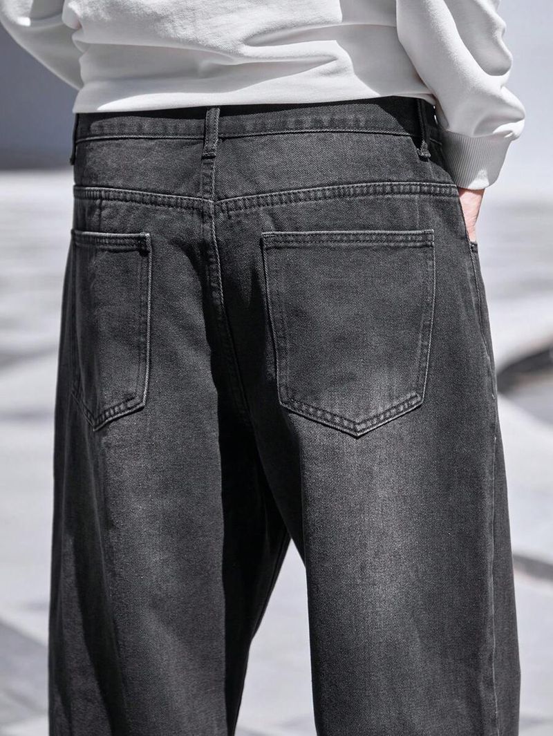 DENIM4MEN Men Straight Fit Mid Rise Dark Grey Jeans - Image 6