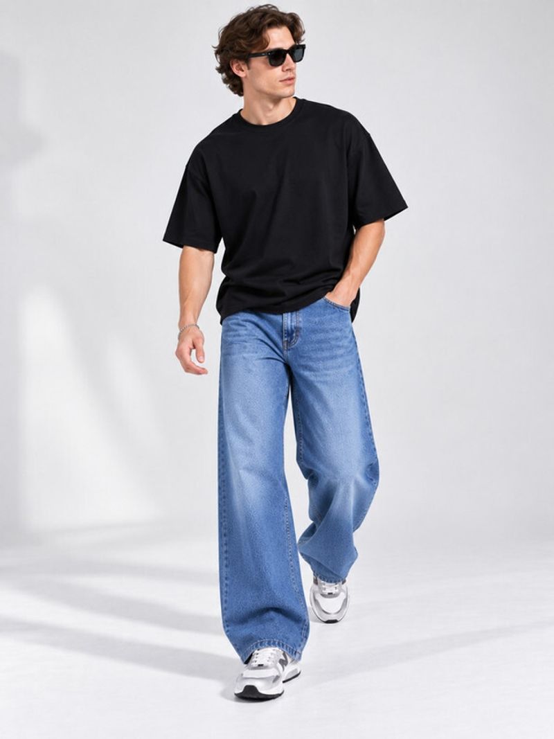 COSMIC Men Wide Leg Mid Rise Blue Jeans - Image 6