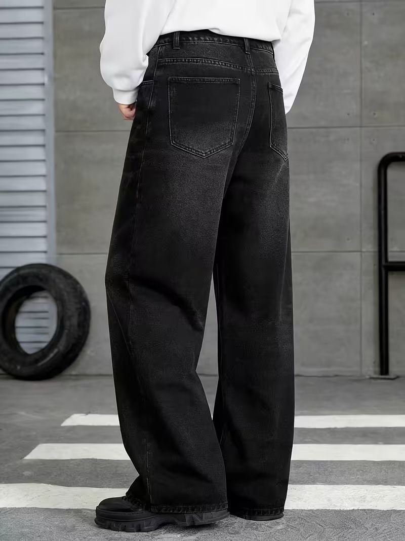 sky collection Men Black Wide Leg Mid Rise Jeans - Image 4