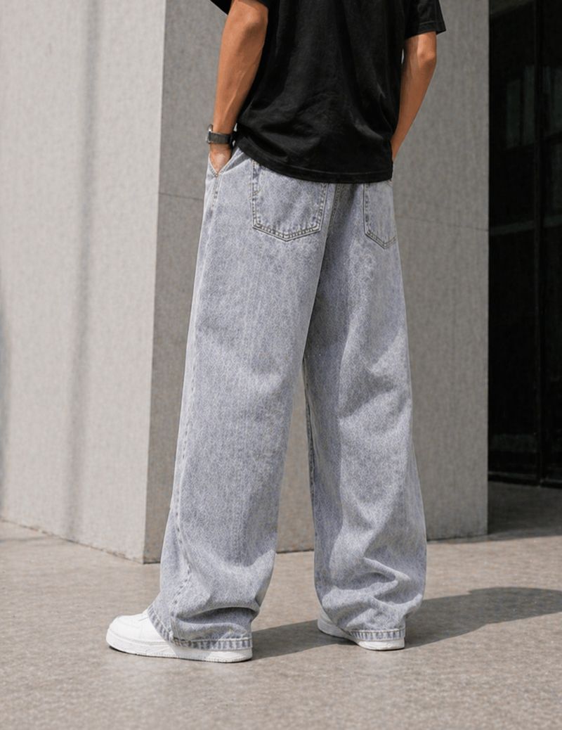 Yungistan Men Baggy Fit Mid Rise Grey Jeans - Image 4
