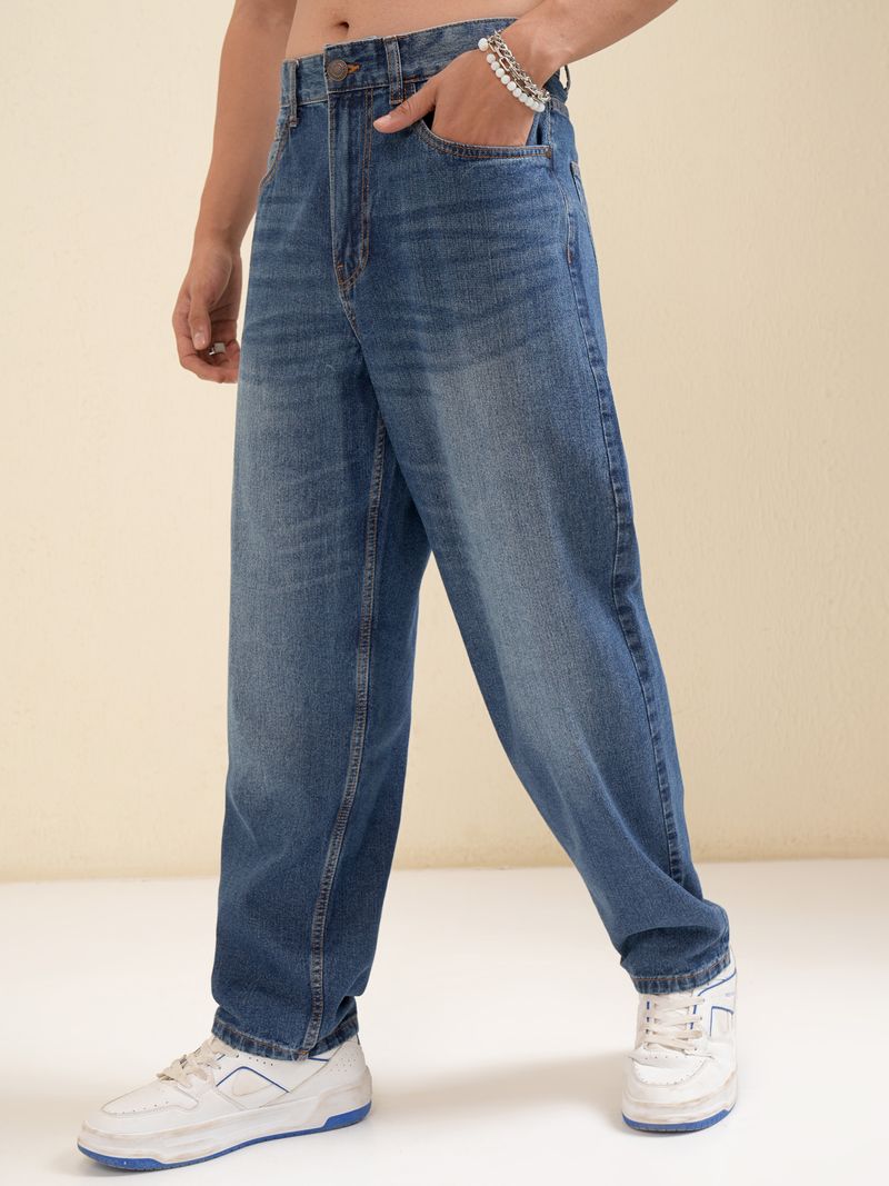 HIGHLANDER Men Loose Fit Mid Rise Blue Jeans - Image 4
