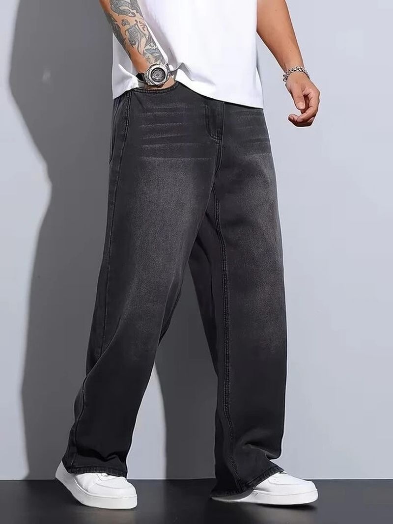 angerlook Men Baggy Mid Rise Dark Grey Jeans - Image 4