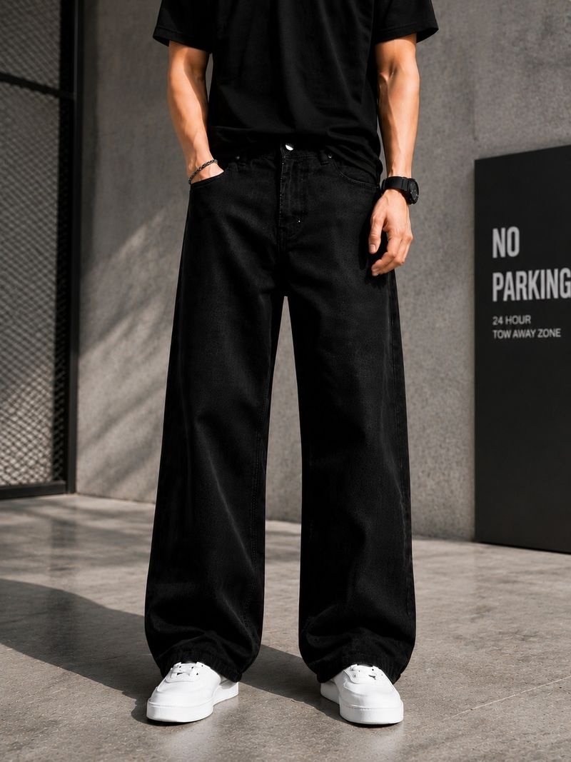 yanger boys Men Straight Fit Mid Rise Black Jeans - Image 2