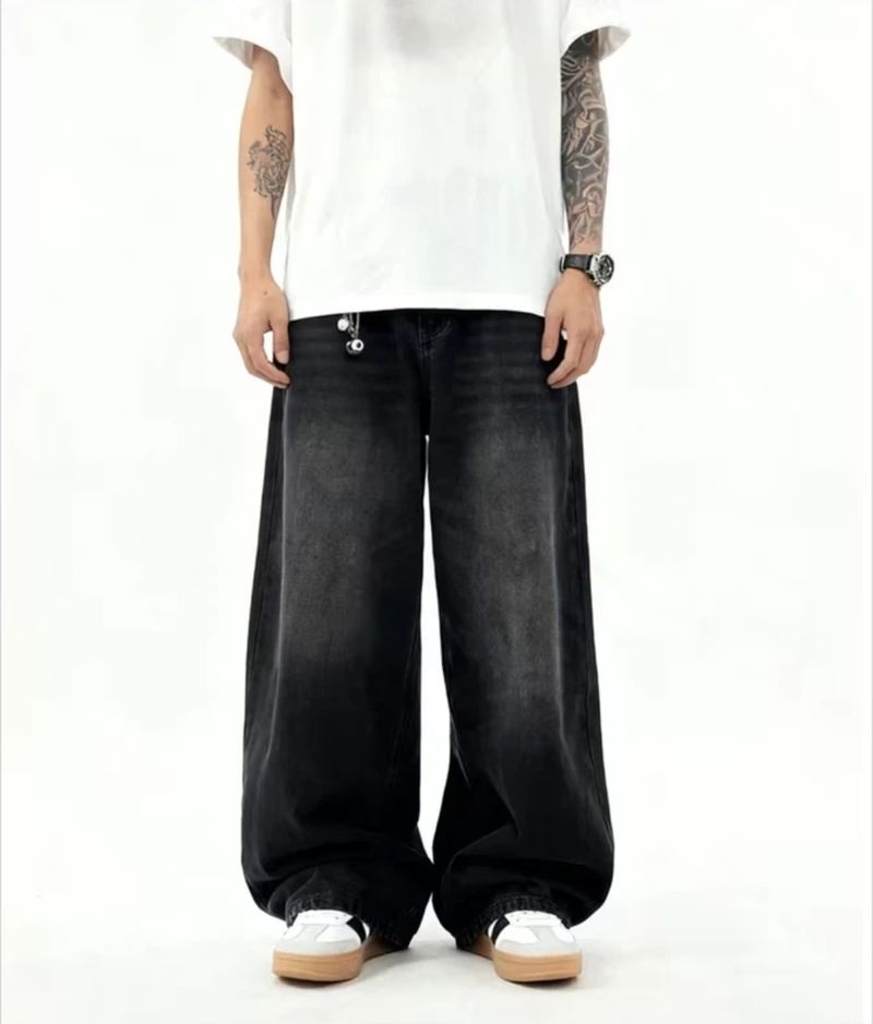 M E E T B K Men Baggy Fit High Rise Black Jeans - Image 5