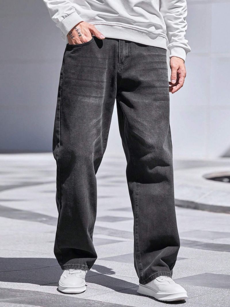 Rodgers Men Loose Fit Mid Rise Dark Grey Jeans - Image 4