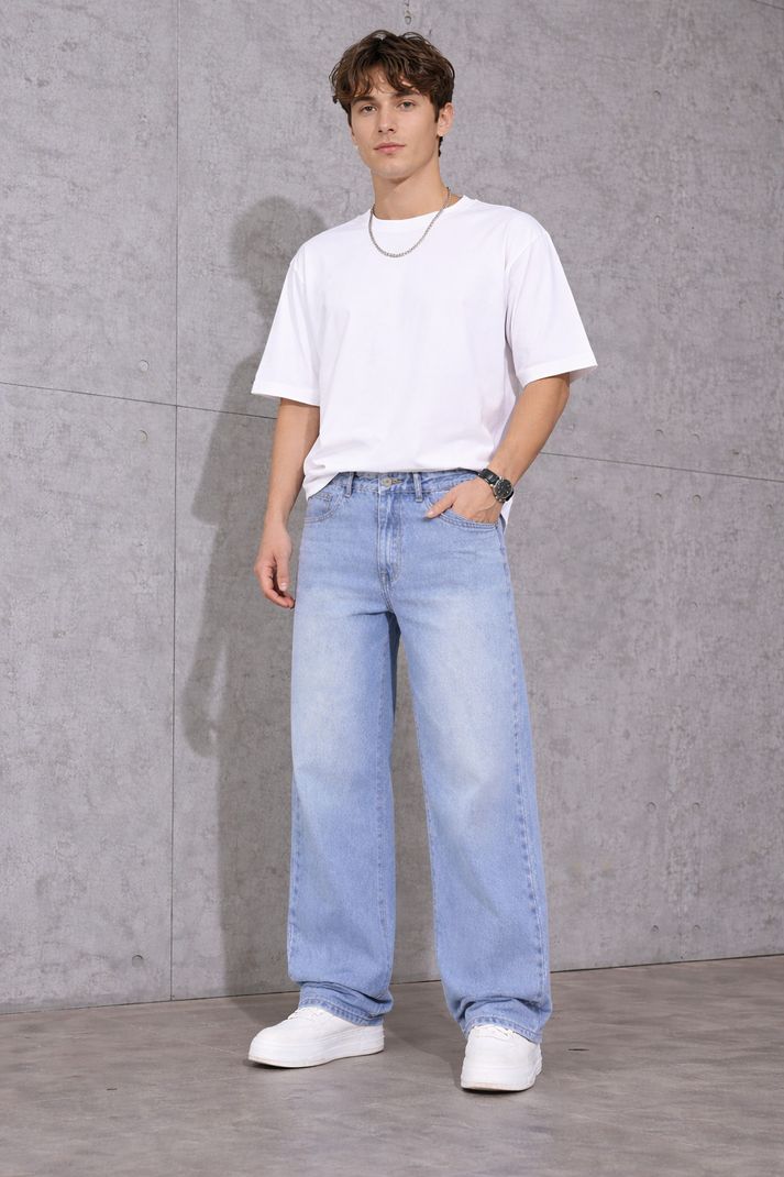 DENIM LOOK Men Loose Fit Mid Rise Light Blue Jeans - Image 6