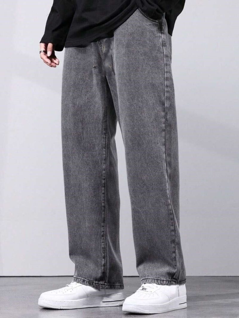 LOOKONCE Men Straight Fit Mid Rise Grey Jeans - Image 2
