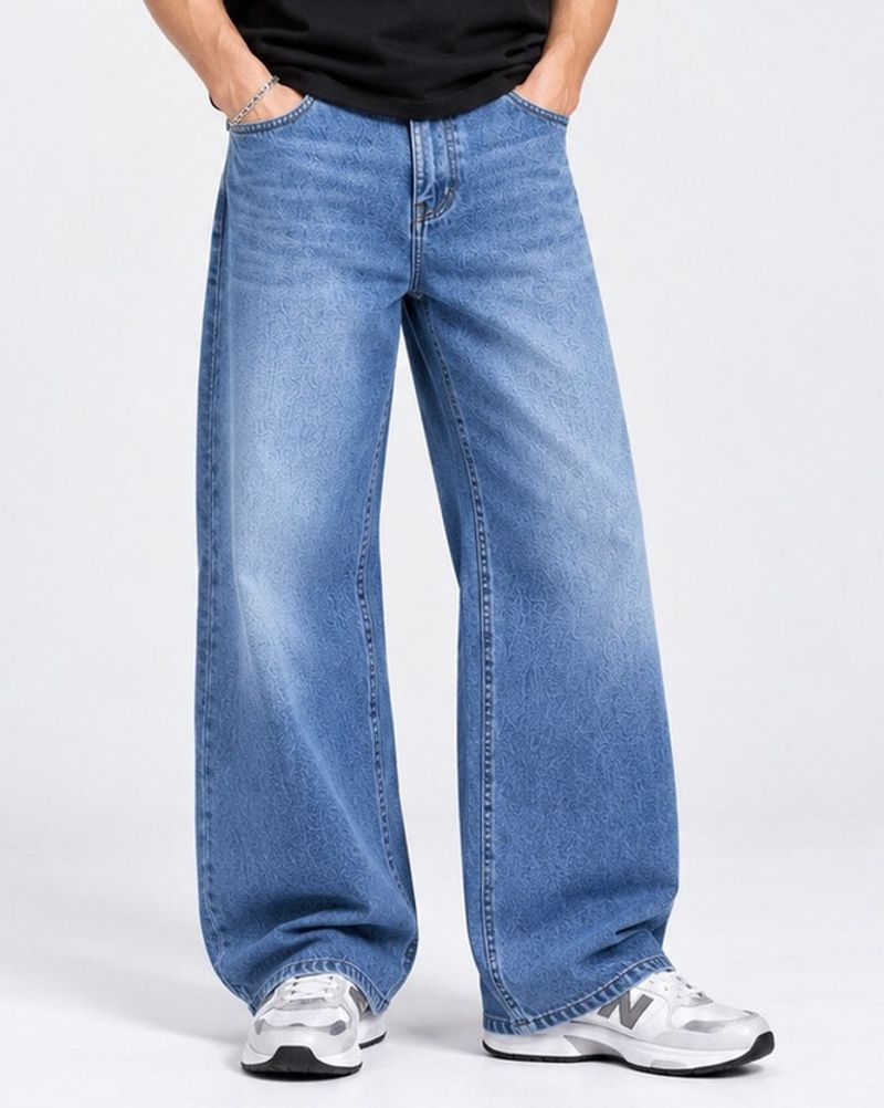 COSMIC Men Wide Leg Mid Rise Blue Jeans - Image 2