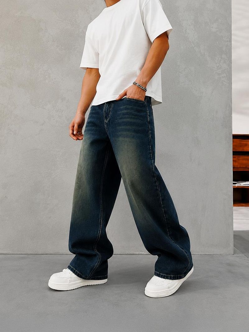 DENIM LOOK Men Loose Fit Mid Rise Dark Blue Jeans - Image 2