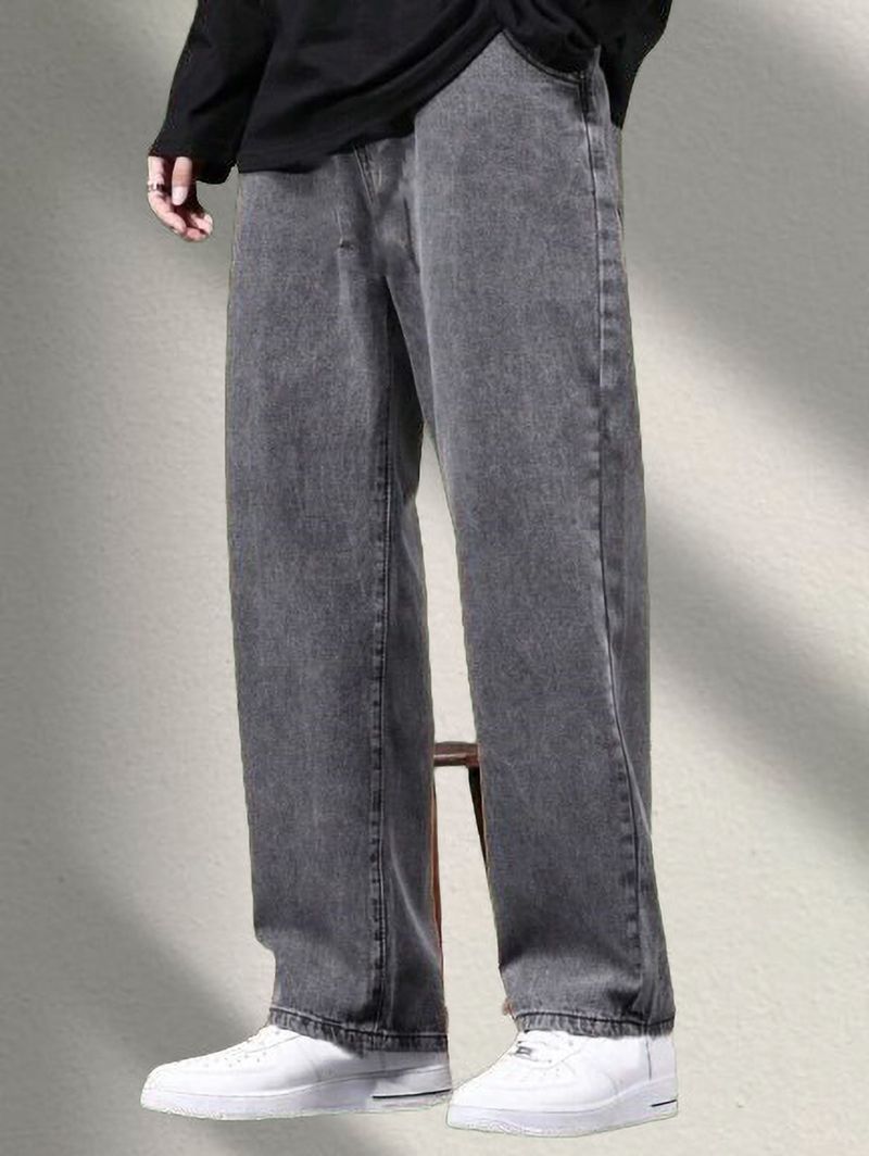 StarForWell Men Grey Loose Fit Mid Rise Jeans - Image 2