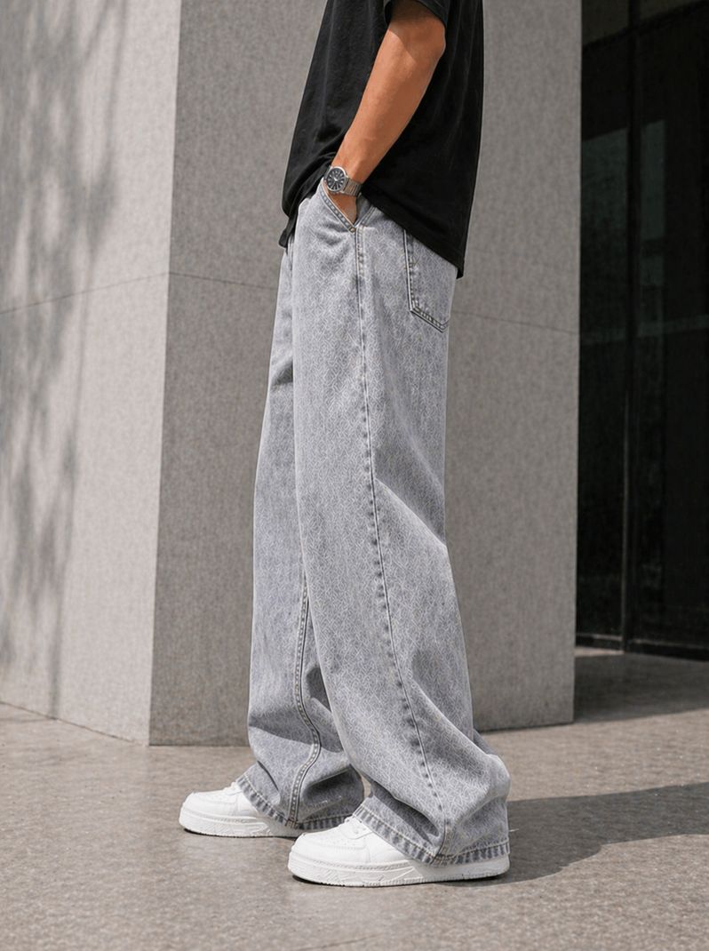 Yungistan Men Baggy Fit Mid Rise Grey Jeans - Image 5