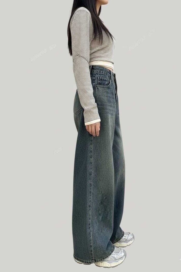 Zuya Women Wide Leg High Rise Green Jeans - Image 4