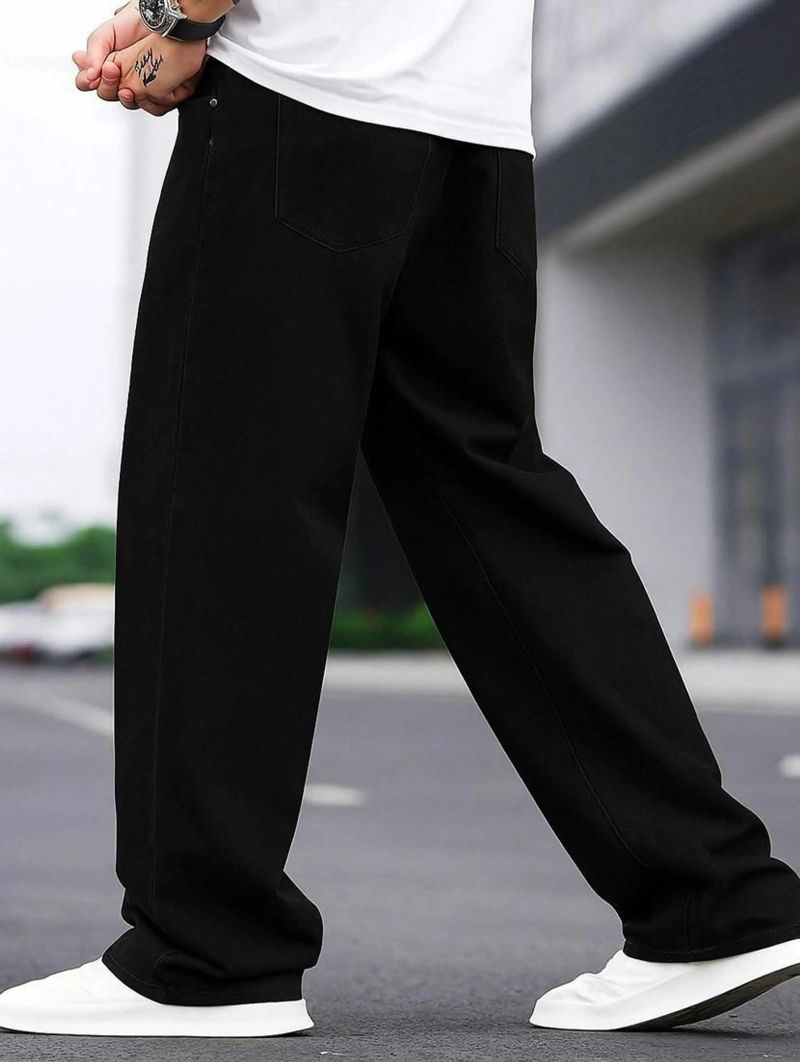 Denim Asia Men Loose Fit Mid Rise Black Jeans - Image 4