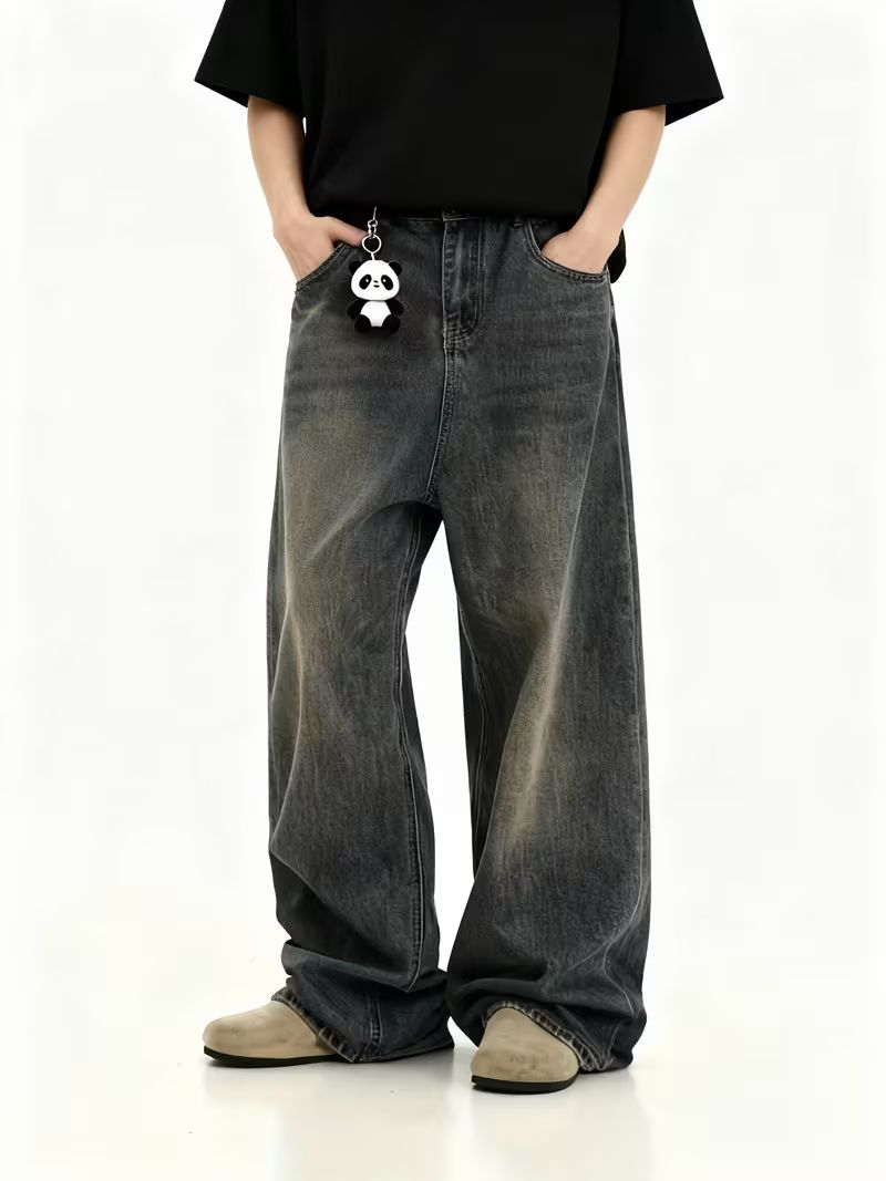 sky collection Men Loose Fit Mid Rise Dark Grey Jeans - Image 4