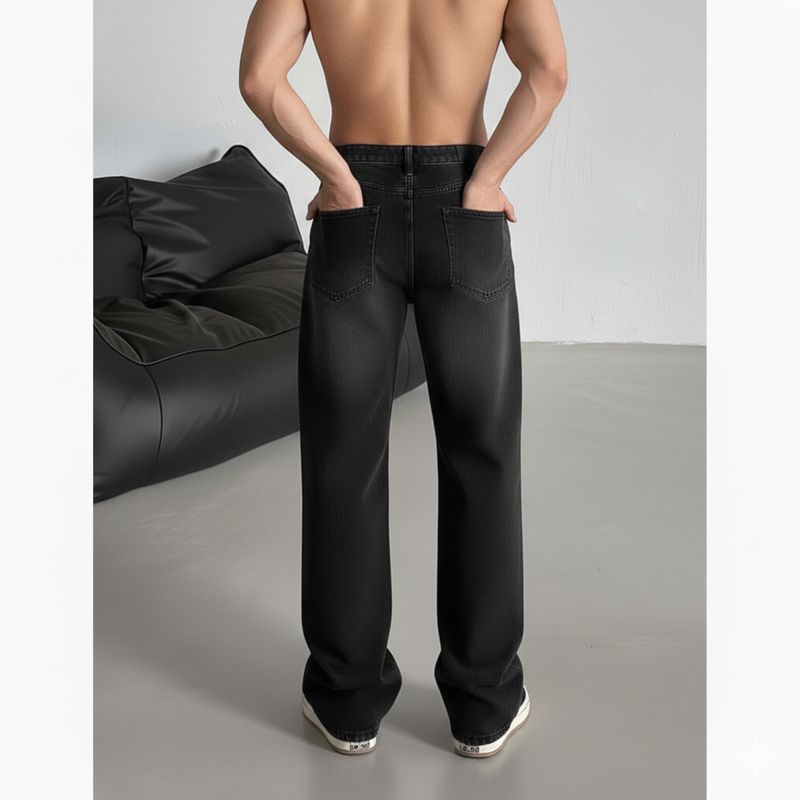 MISTERFREEDOM Men Black Mid Rise Straight Fit Jeans - Image 3