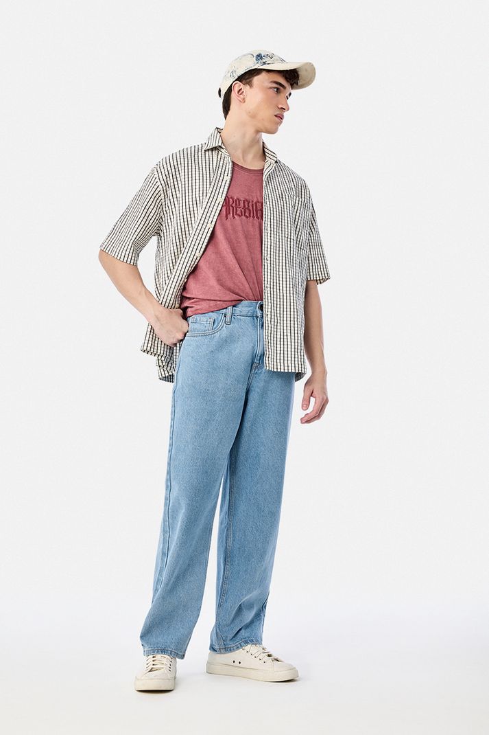 Snitch Men Baggy Fit Mid Rise Blue Jeans - Image 6