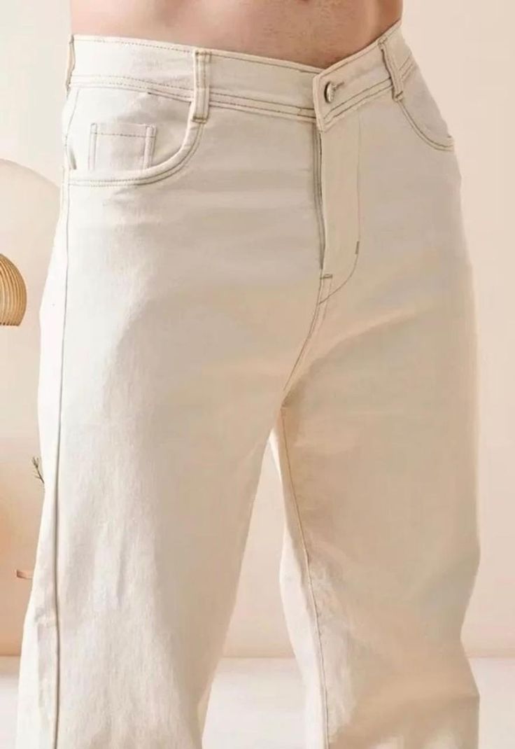 DASHING FIT Men Loose Fit Mid Rise Beige Jeans - Image 4
