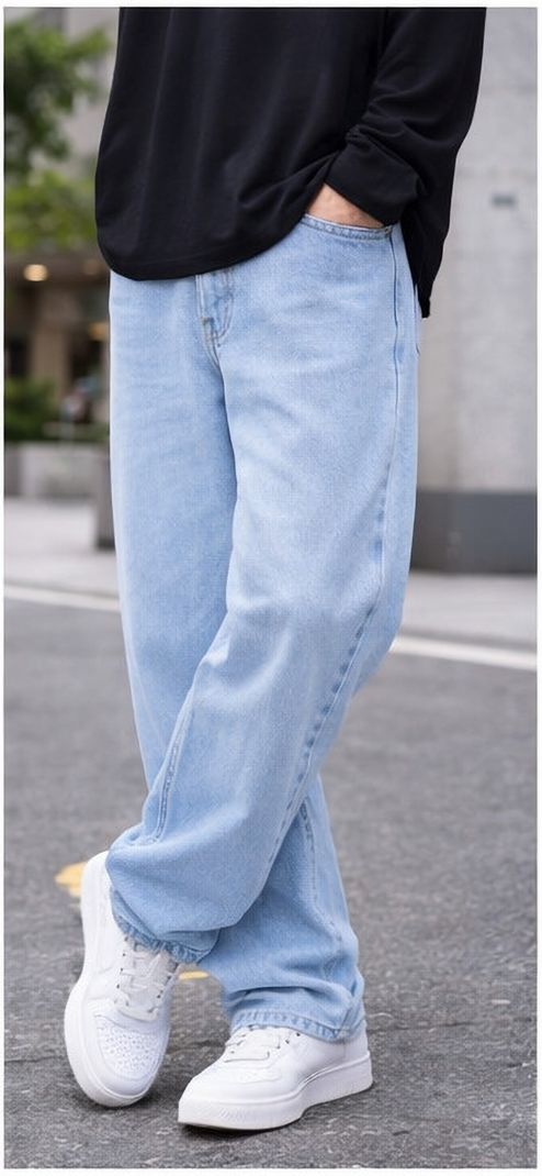 BACKENTHER Men Straight Fit Mid Rise Light Blue Jeans - Image 5
