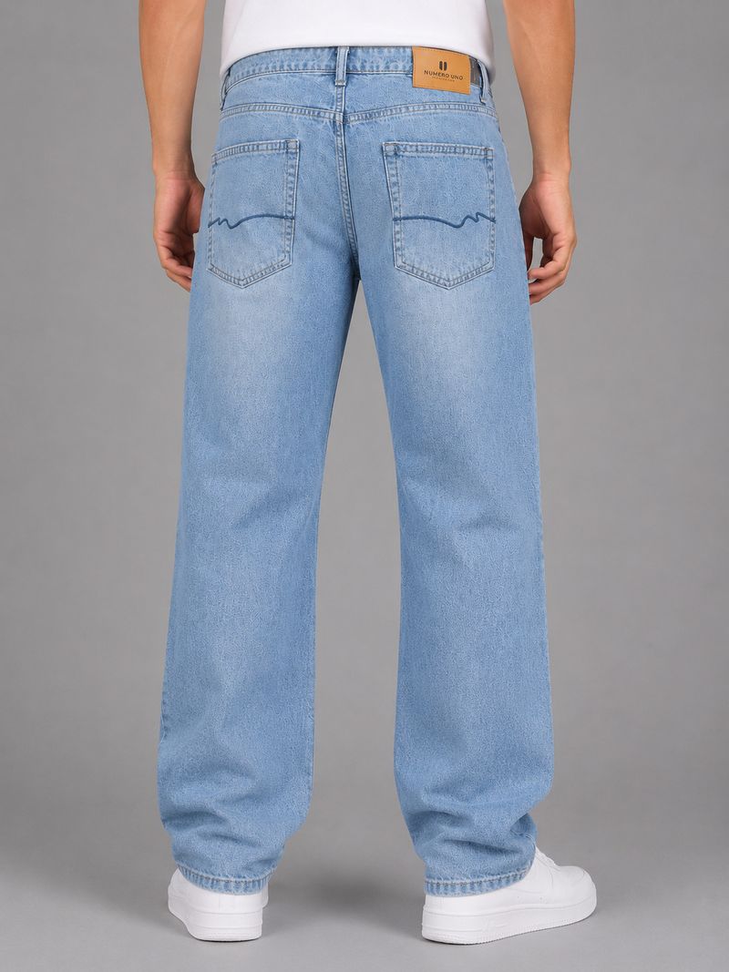 NUMERO UNO Men Loose Fit Mid Rise Blue Jeans - Image 3