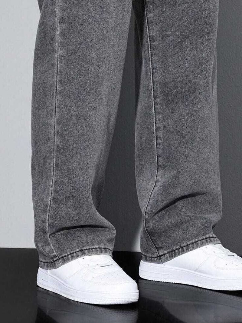 itup Men Loose Fit Mid Rise Grey Jeans - Image 6