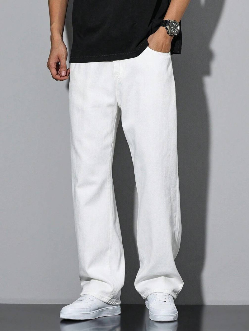 Denim Langford Men Loose Fit Mid Rise White Jeans