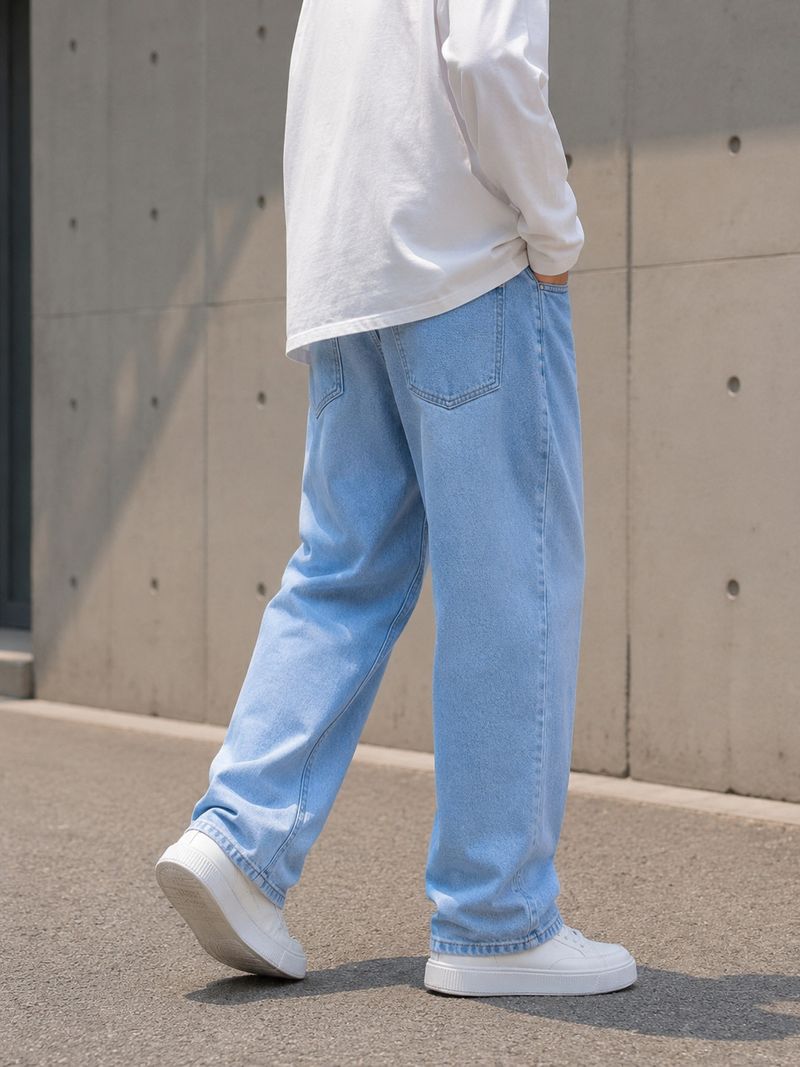 WAZWEAR Men Straight Fit Mid Rise Light Blue Jeans - Image 6