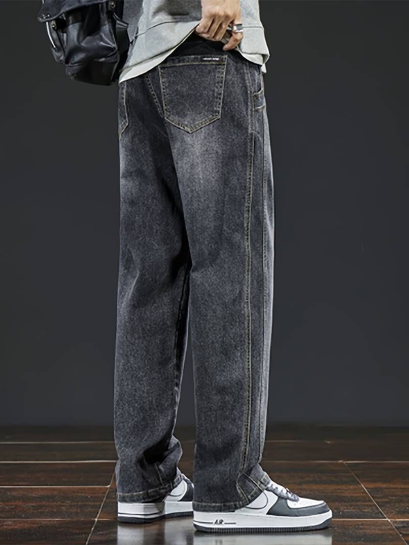 FUDE PRIDE Men Loose Fit Mid Rise Dark Grey Jeans - Image 3