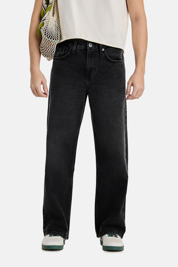 Men Baggy Fit Mid Rise Blue Jeans