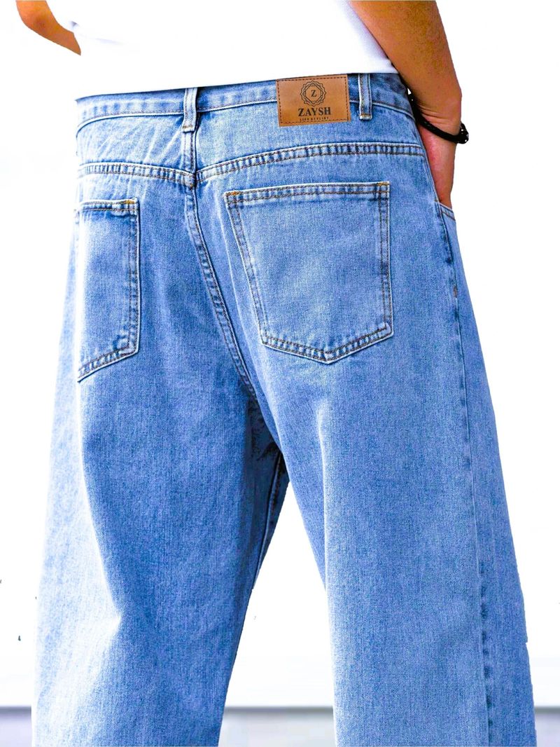 ZAYSH Men Loose Fit Mid Rise Light Blue Jeans - Image 3