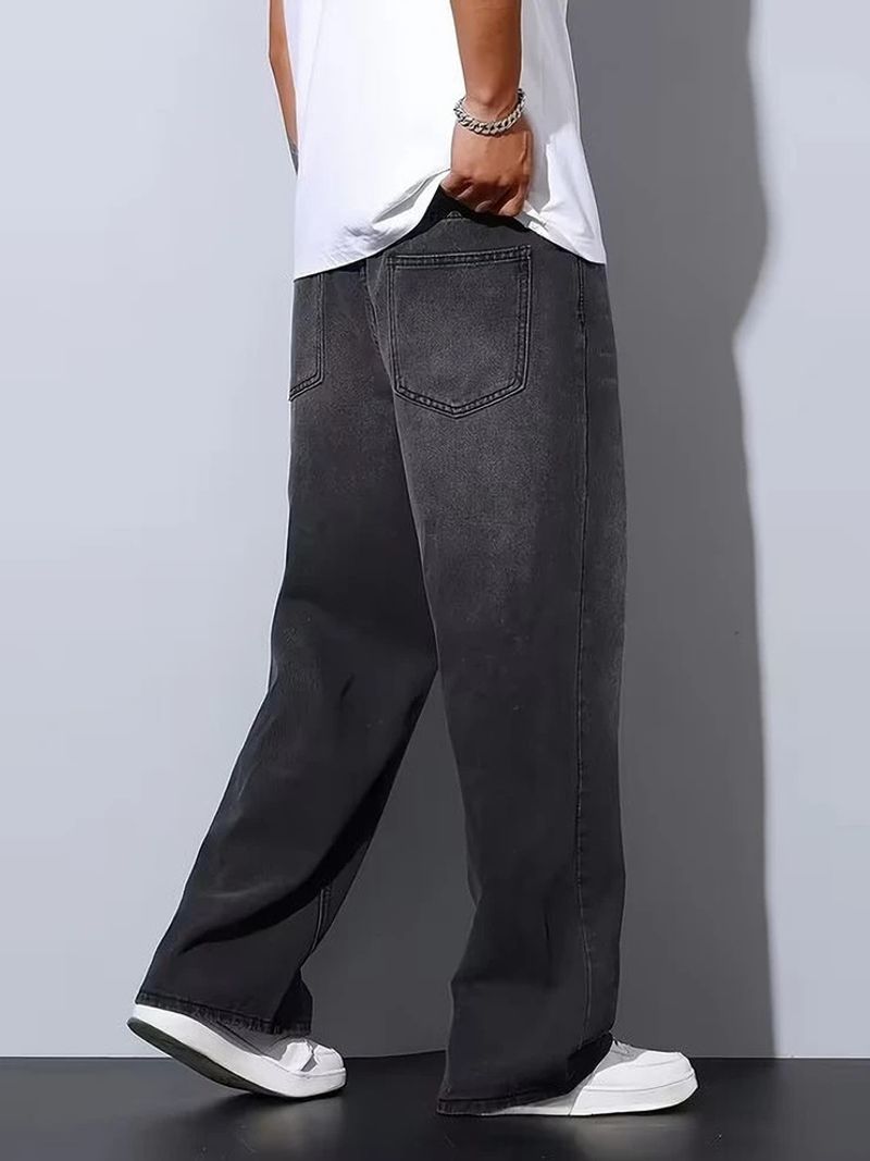 angerlook Men Baggy Mid Rise Dark Grey Jeans - Image 3