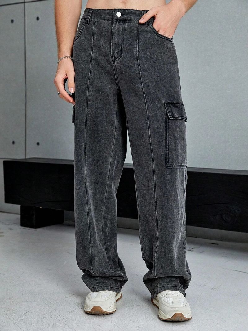 KOTTY Men Loose Fit Low Rise Dark Grey Jeans - Image 4