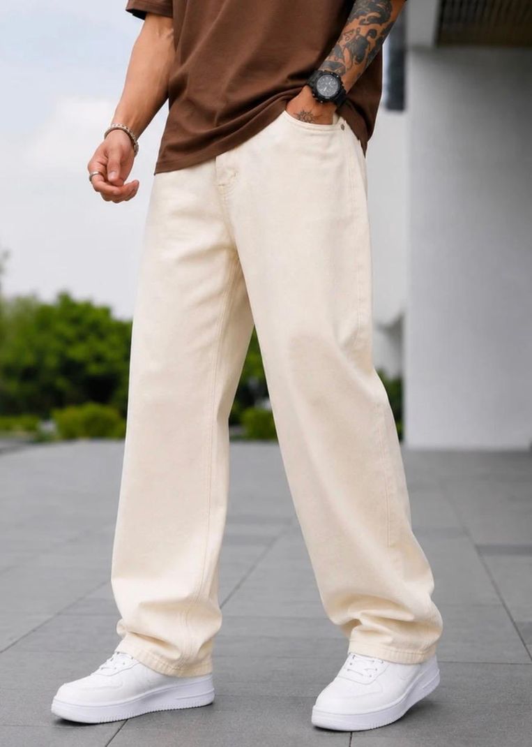 DASHING FIT Men Loose Fit Mid Rise Beige Jeans - Image 2