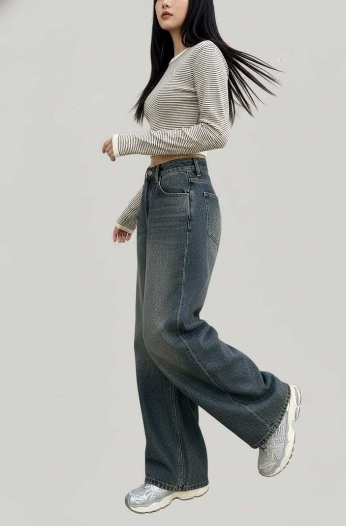 Zuya Women Wide Leg High Rise Green Jeans - Image 3