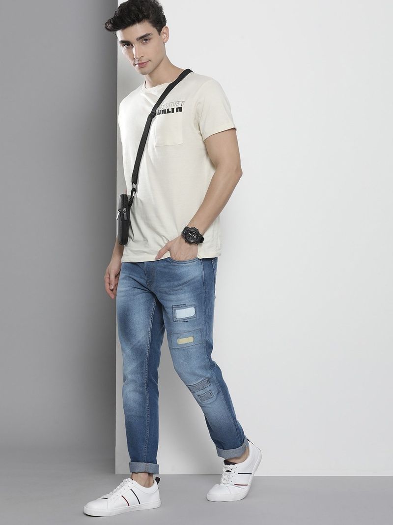 The Indian Garage Co. Men Slim Mid Rise Blue Jeans - Image 5