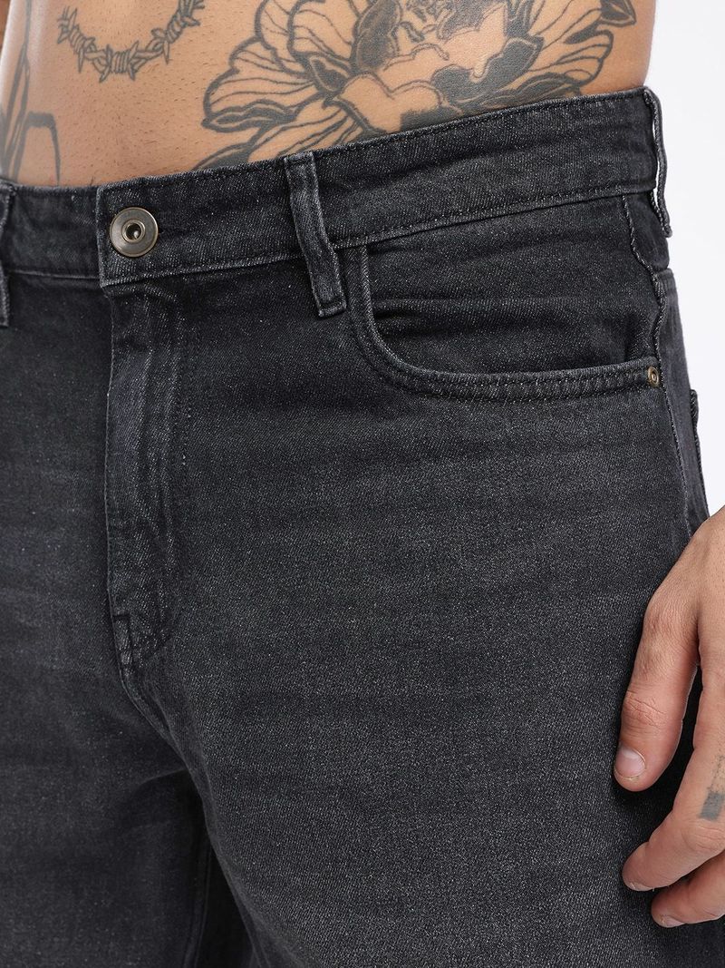 Glitchez Men Straight Fit Mid Rise Black Jeans - Image 6