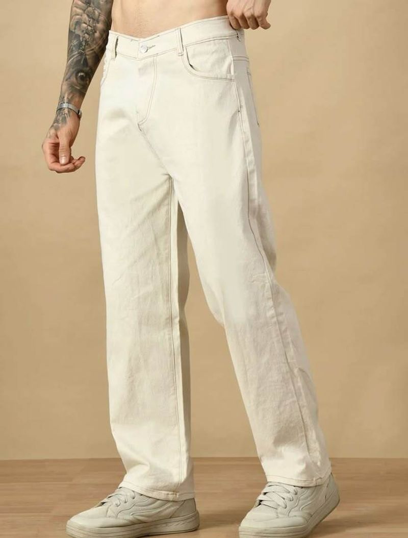 CABRRR Men Loose Fit Mid Rise Beige Jeans - Image 6