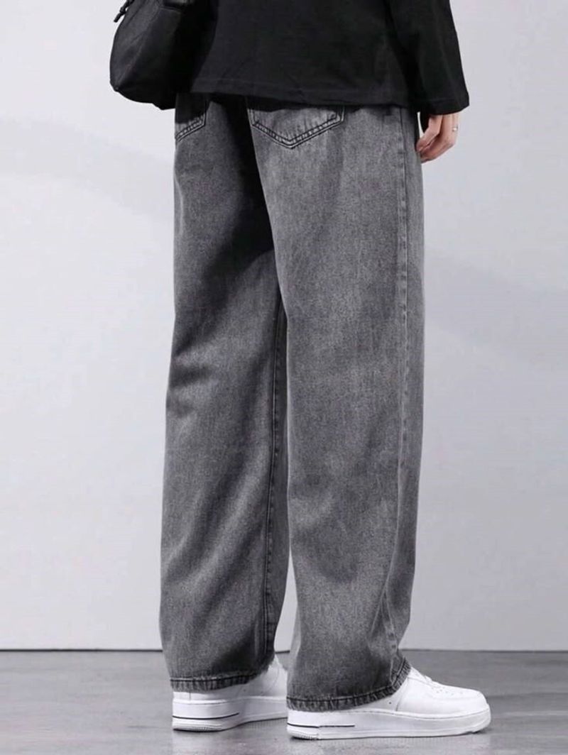 Hemanth Men Loose Fit High Rise Grey Jeans - Image 4