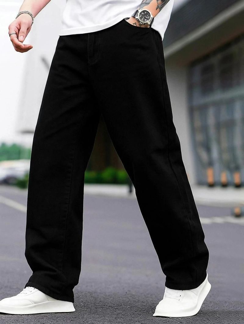 Denim Asia Men Loose Fit Mid Rise Black Jeans - Image 2