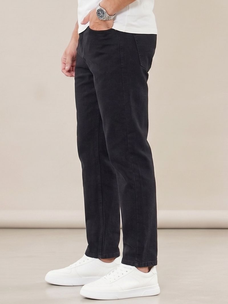 gntrends Men Mom Fit Mid Rise Black Jeans - Image 4