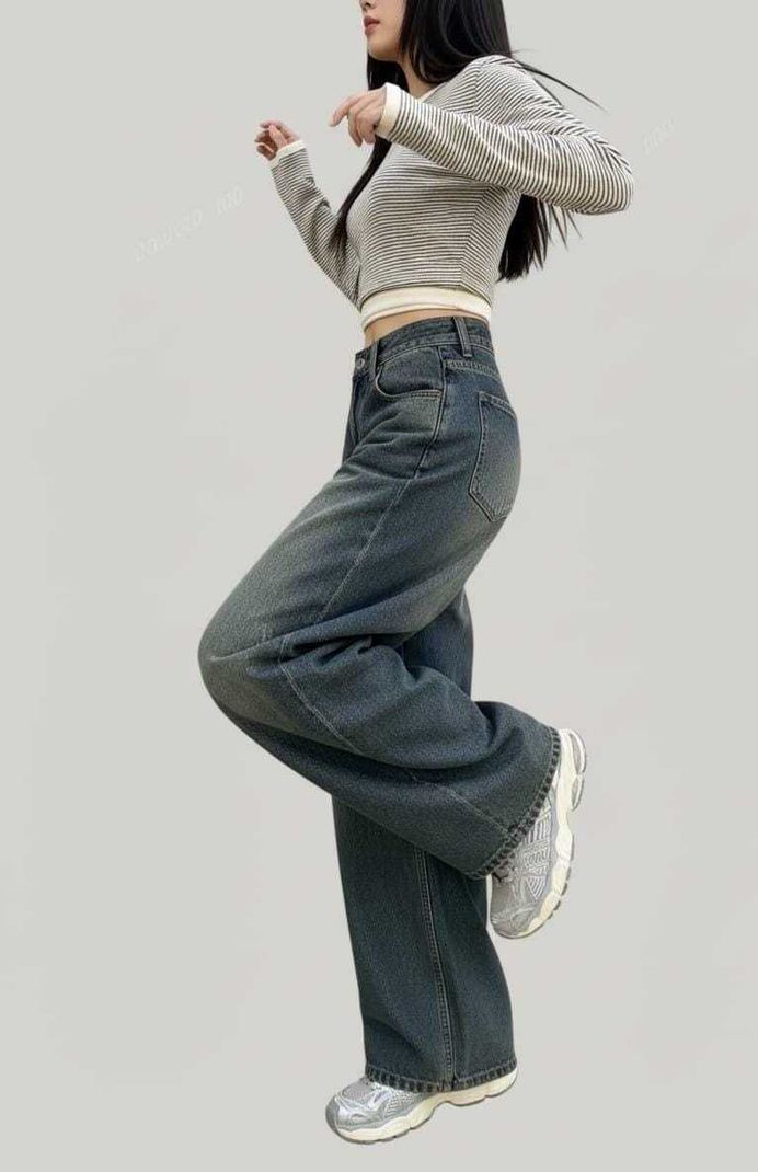 Zuya Women Wide Leg High Rise Green Jeans - Image 5