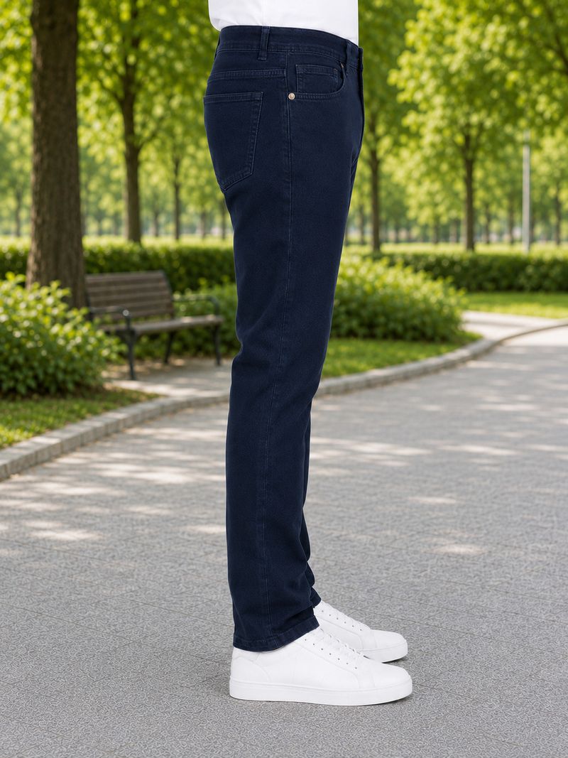 0-DEGREE Men Slim Mid Rise Dark Blue Jeans - Image 5