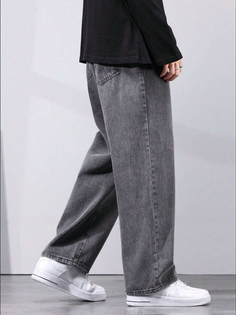 LOOKONCE Men Straight Fit Mid Rise Grey Jeans - Image 4