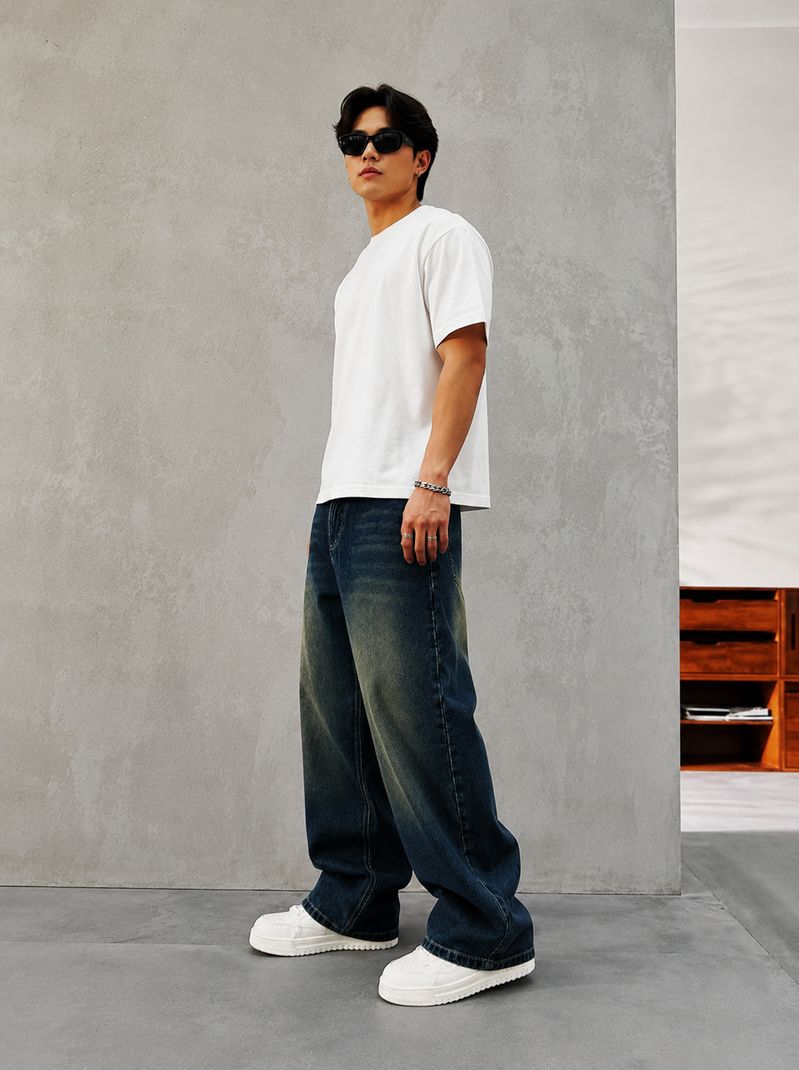 DENIM LOOK Men Loose Fit Mid Rise Dark Blue Jeans - Image 6