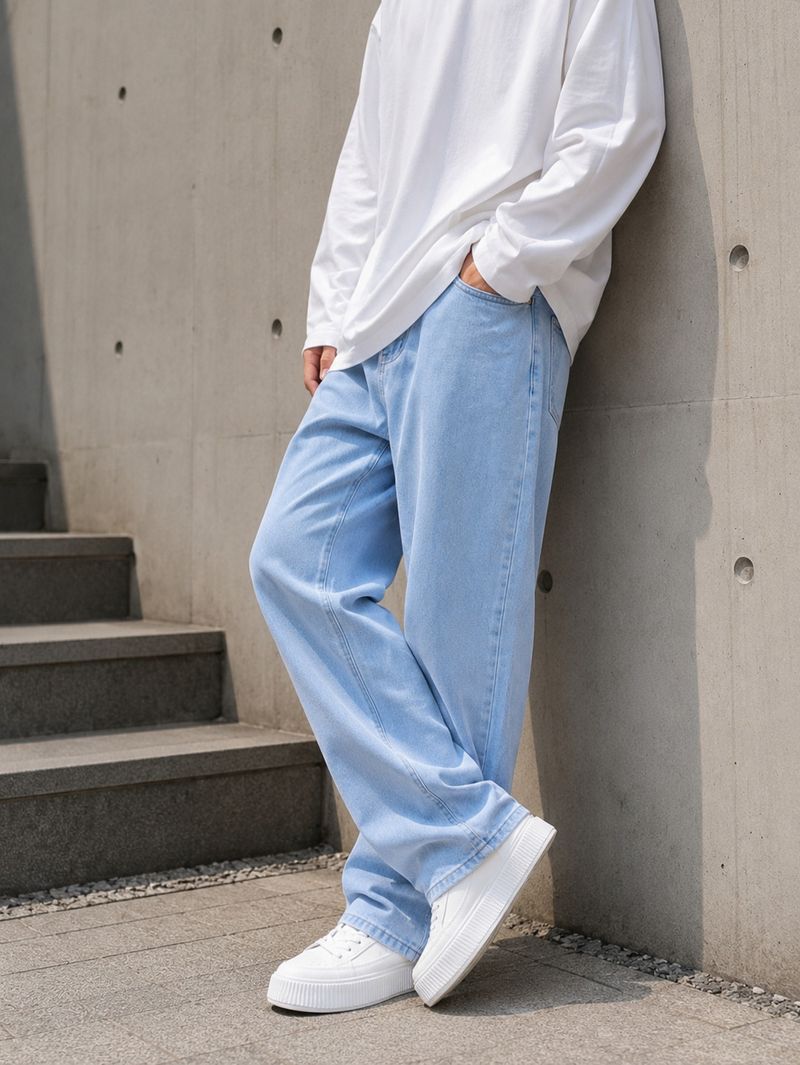 WAZWEAR Men Straight Fit Mid Rise Light Blue Jeans - Image 5
