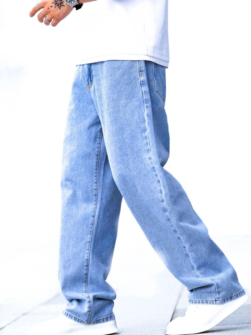 ZAYSH Men Loose Fit Mid Rise Light Blue Jeans - Image 4