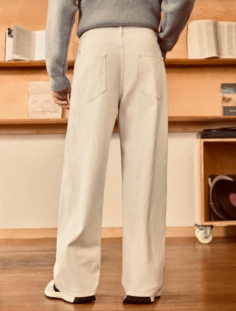 DASHING FIT Men Loose Fit Mid Rise Beige Jeans - Image 3