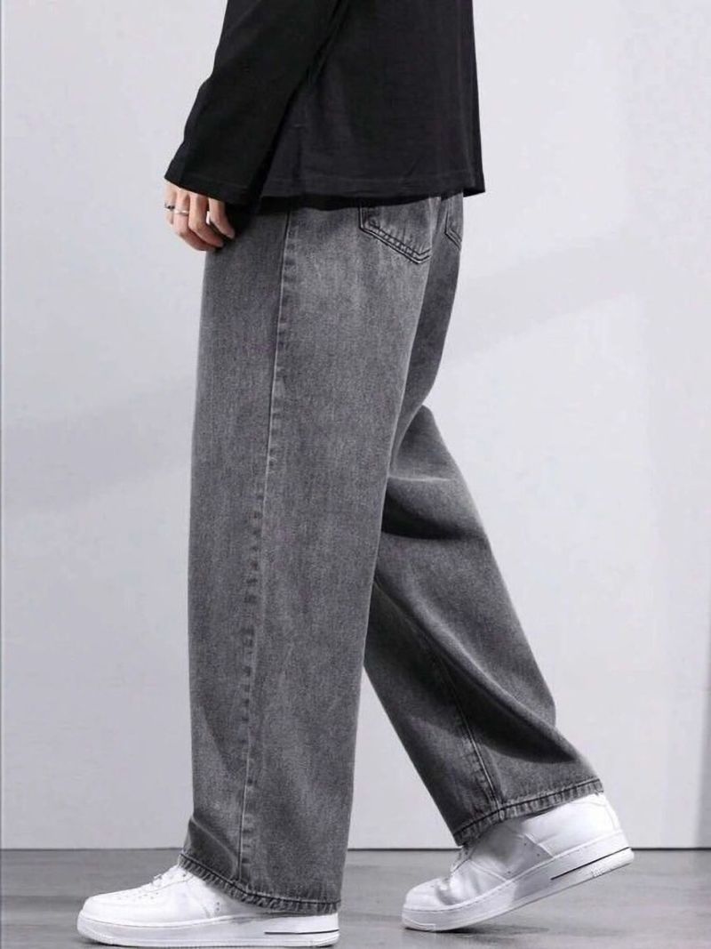 Denim Hawk Men Loose Fit Mid Rise Grey Jeans - Image 5